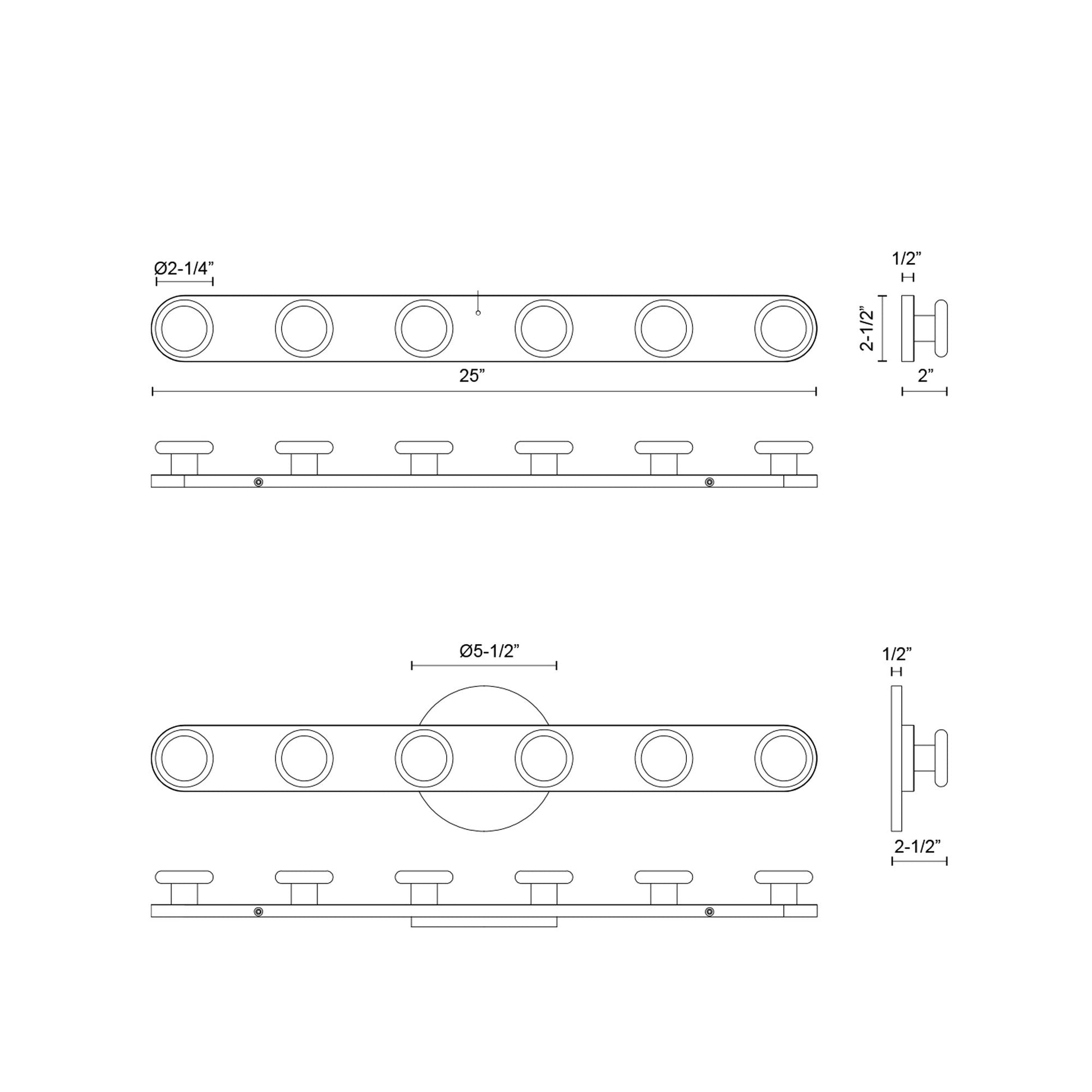 Rezz LED Vanity Wall Light - line drawing.