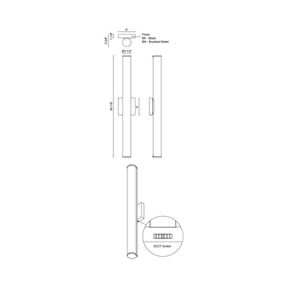 Rico LED Bath Wall Light - line drawing.