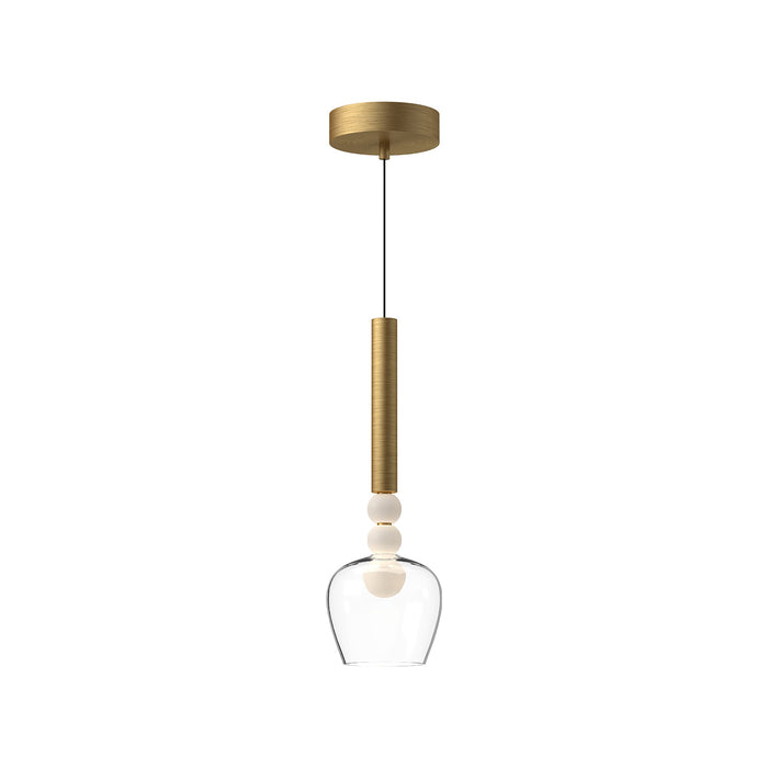 Rise LED Pendant Light in Brushed Gold (5.75-Inch).