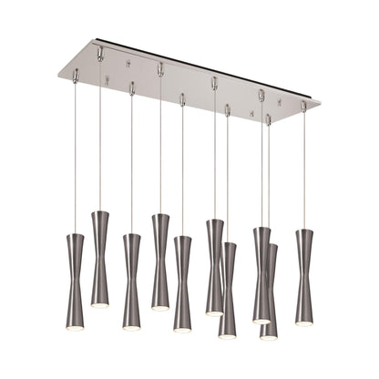 Robson Rectangle Multi Light LED Pendant Light in Brushed Nickel.