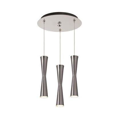Robson Round Multi Light LED Pendant Light in Brushed Nickel (3-Light).