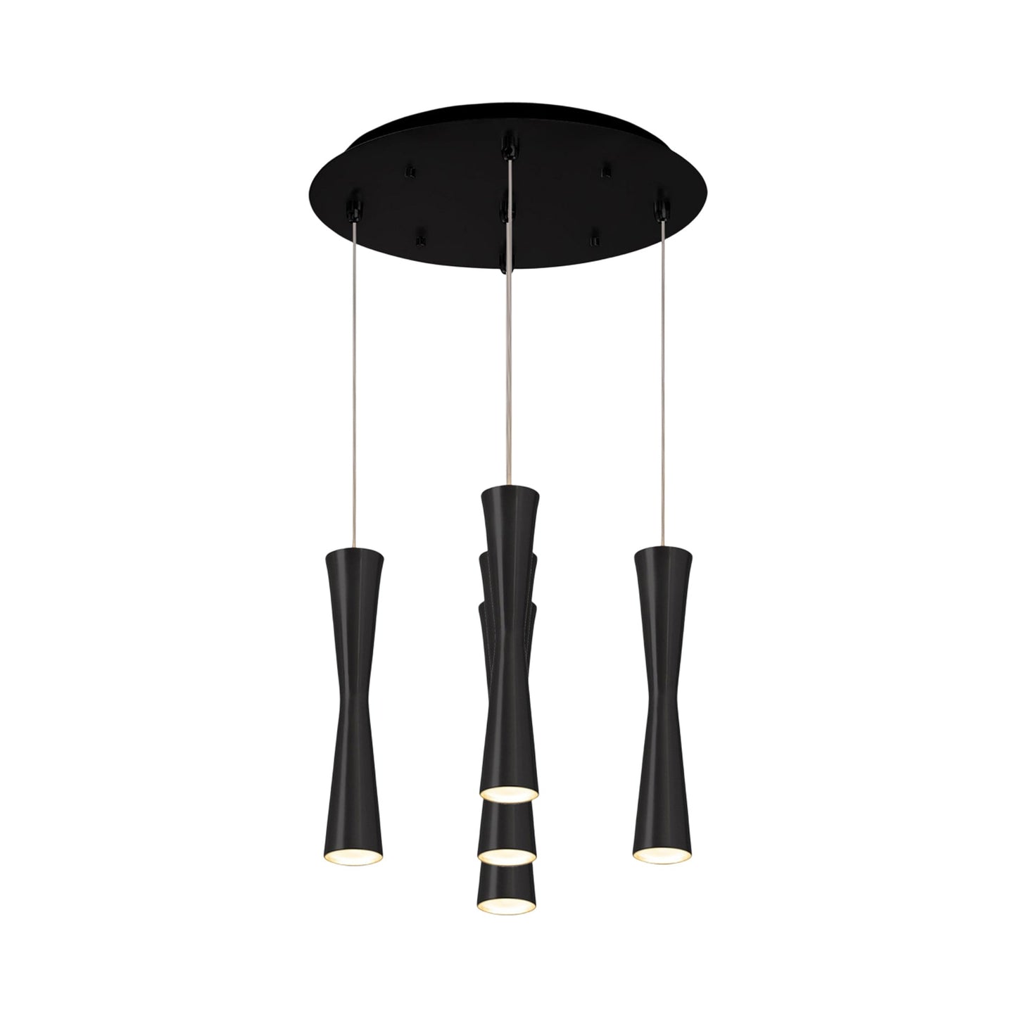 Robson Round Multi Light LED Pendant Light in Black (5-Light).