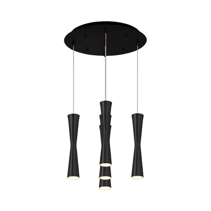 Robson Round Multi Light LED Pendant Light in Black (5-Light).