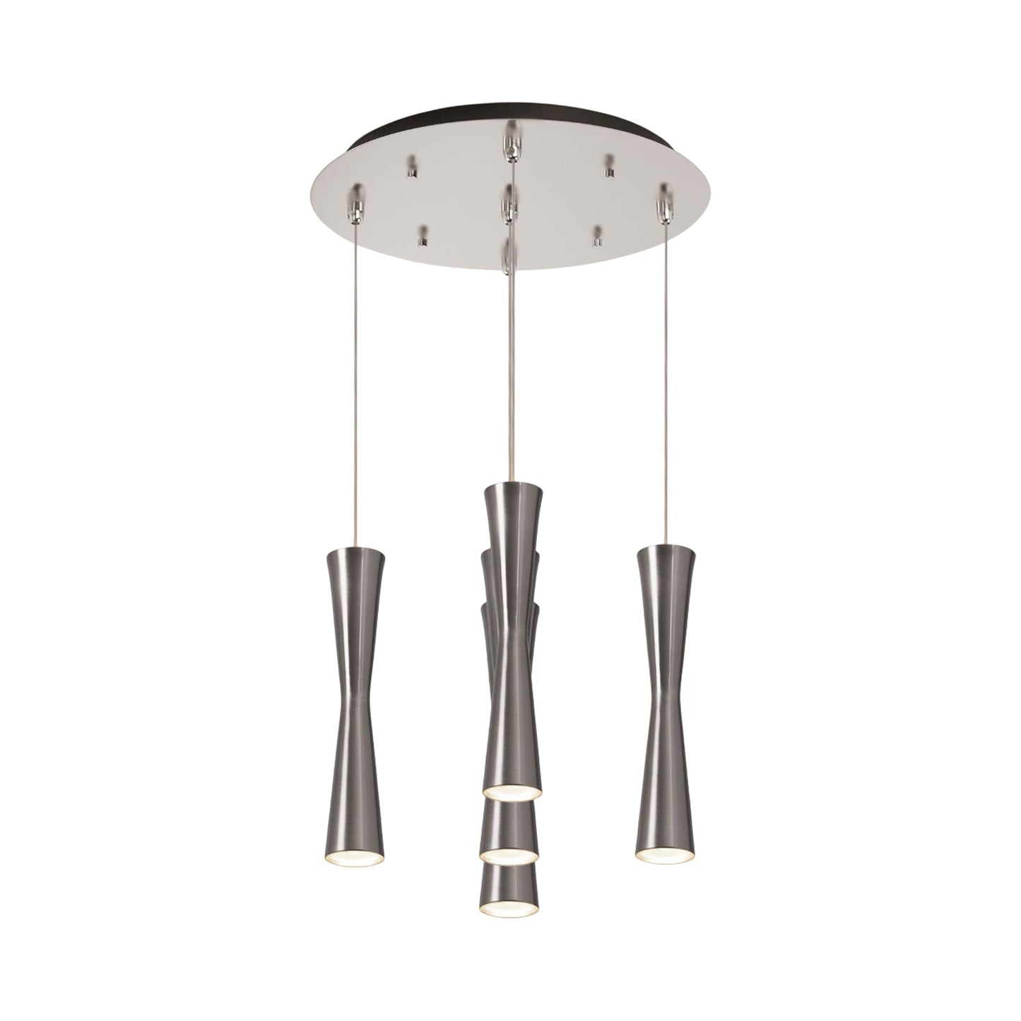 Robson Round Multi Light LED Pendant Light in Brushed Nickel (5-Light).