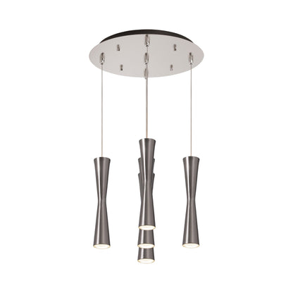 Robson Round Multi Light LED Pendant Light in Brushed Nickel (5-Light).