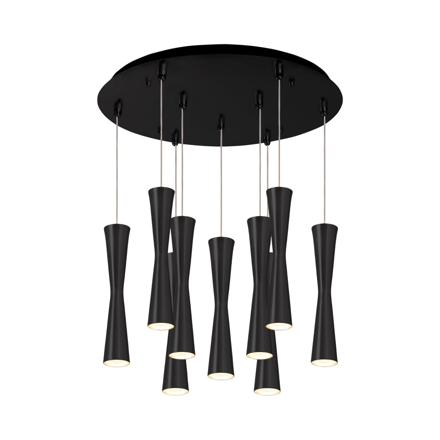 Robson Round Multi Light LED Pendant Light in Black (9-Light).