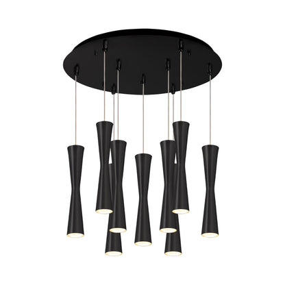 Robson Round Multi Light LED Pendant Light in Black (9-Light).