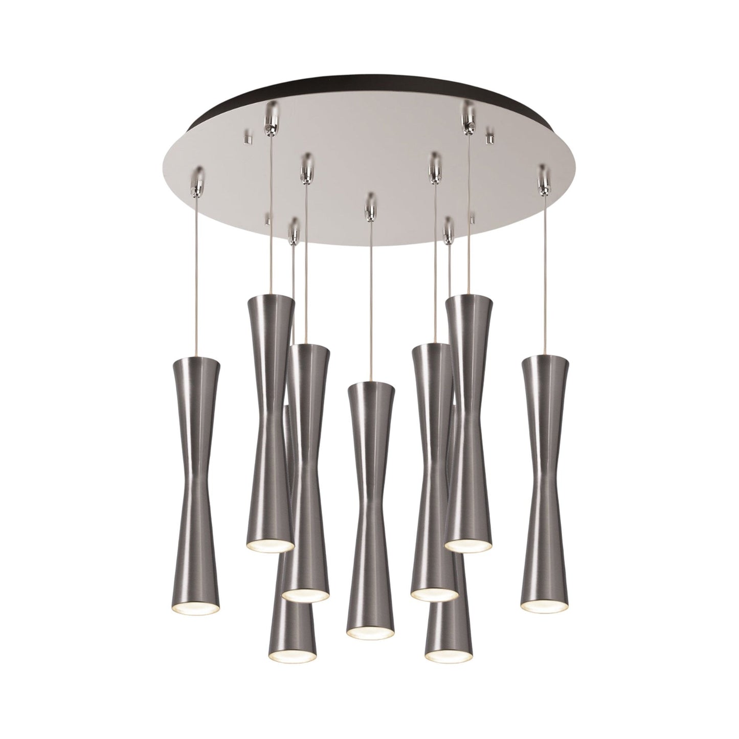 Robson Round Multi Light LED Pendant Light in Brushed Nickel (9-Light).