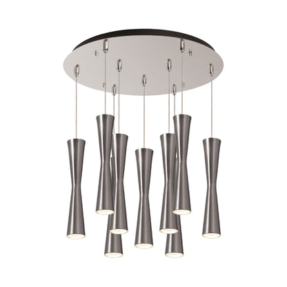 Robson Round Multi Light LED Pendant Light in Brushed Nickel (9-Light).