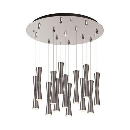 Robson Round Multi Light LED Pendant Light in Brushed Nickel (13-Light).