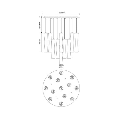 Robson Round Multi Light LED Pendant Light - line drawing.
