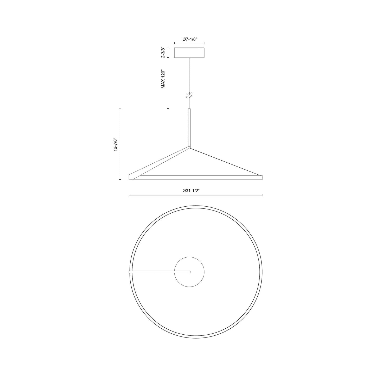 Roda LED Pendant Light - line drawing.