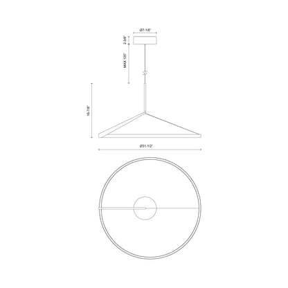 Roda LED Pendant Light - line drawing.