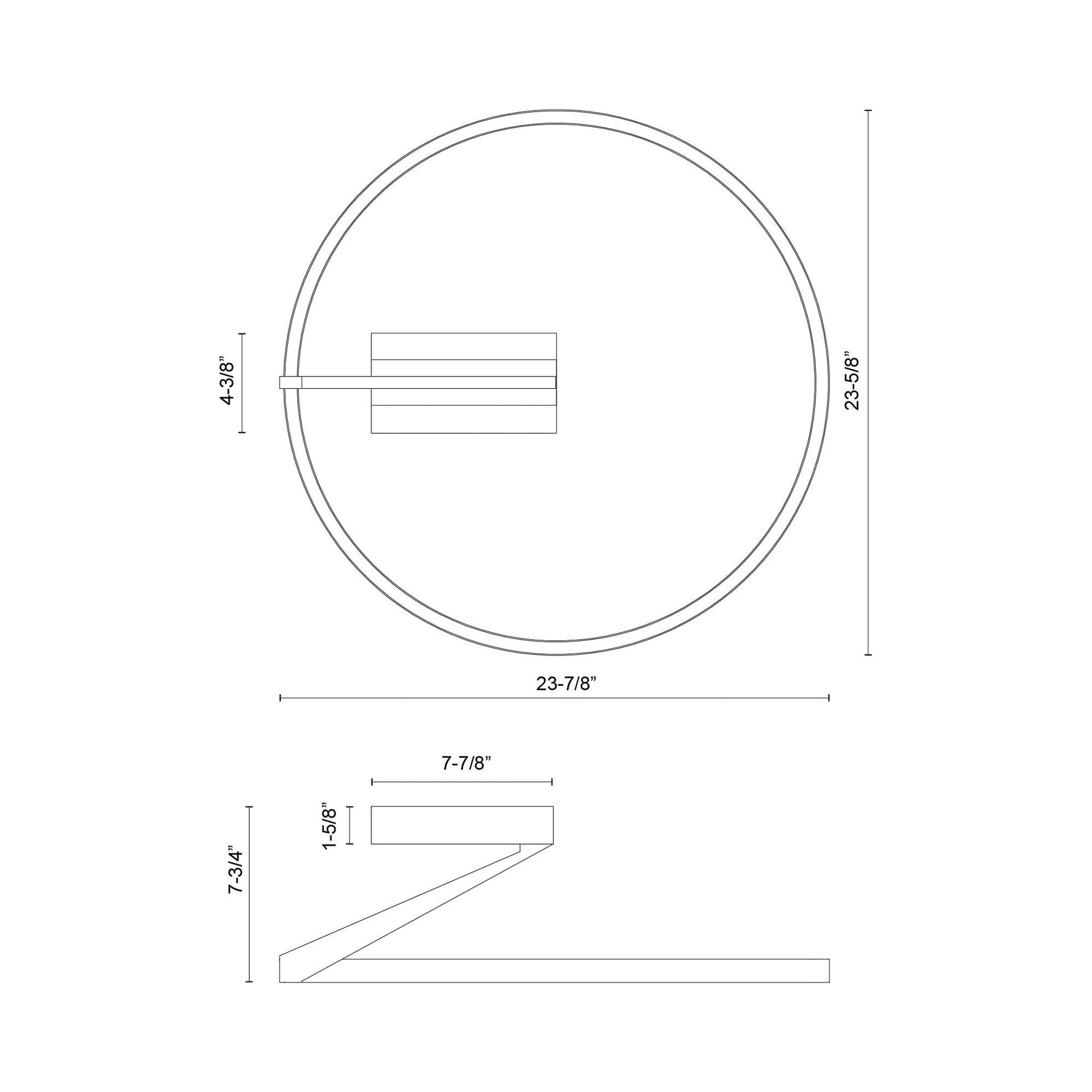Roda LED Semi Flush Mount Ceiling Light - line drawing.