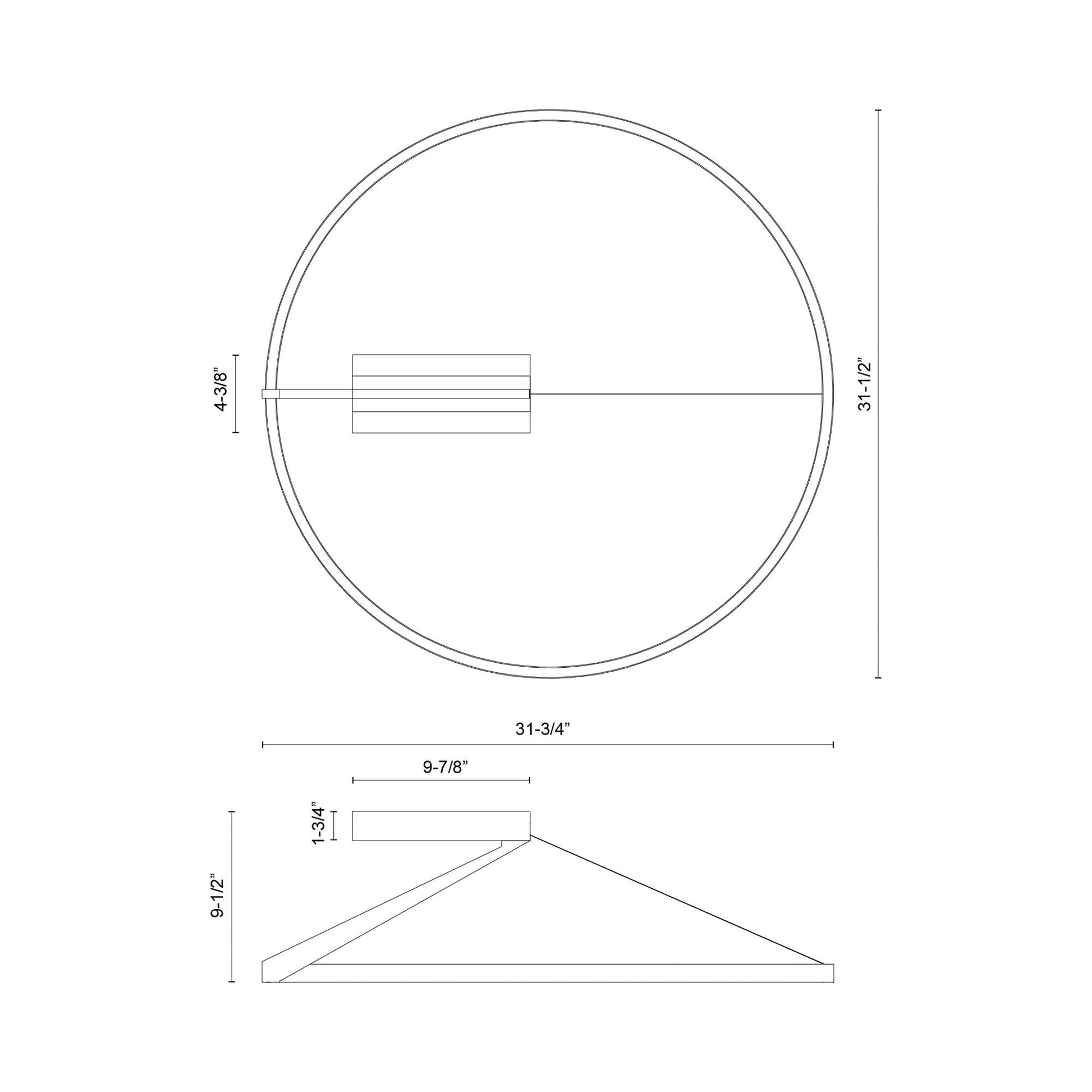 Roda LED Semi Flush Mount Ceiling Light - line drawing.