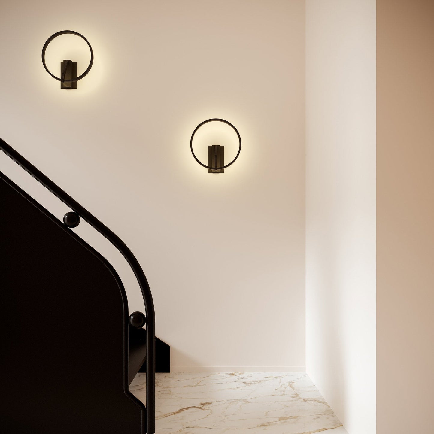 Roda LED Wall Light in stairway.