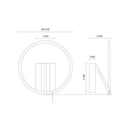 Roda LED Wall Light - line drawing.