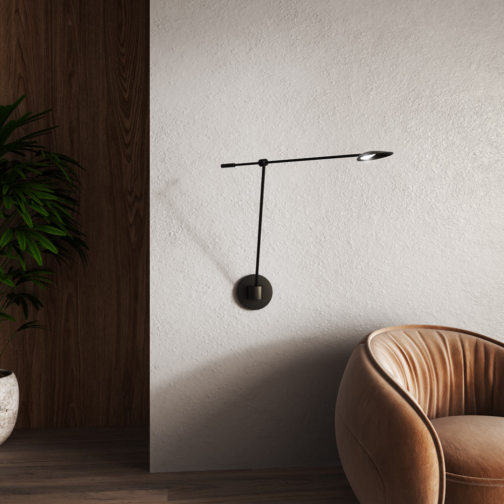 Rotaire LED Adjustable Wall Light in living room.