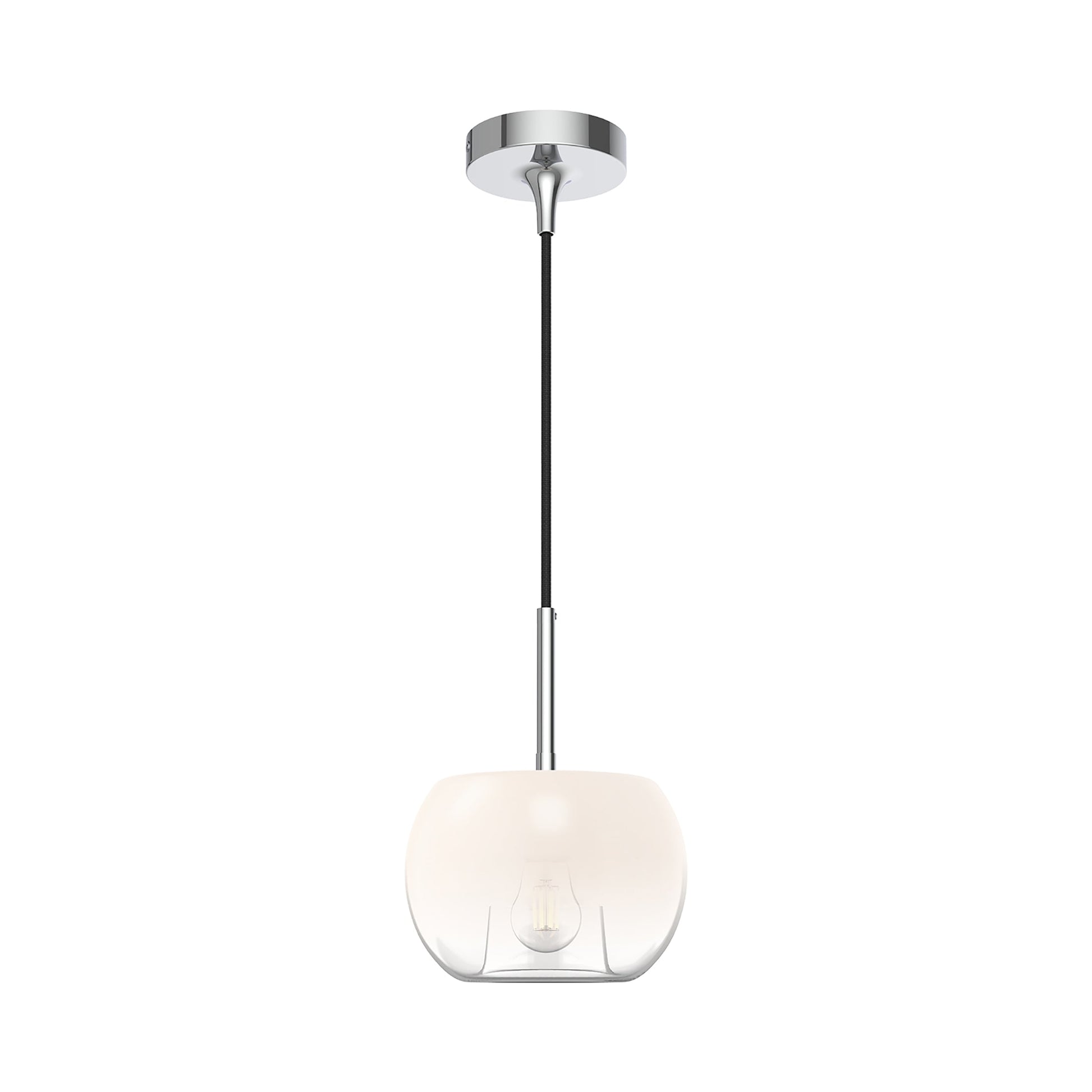 Samar Pendant Light in Chrome/Opal Glass.