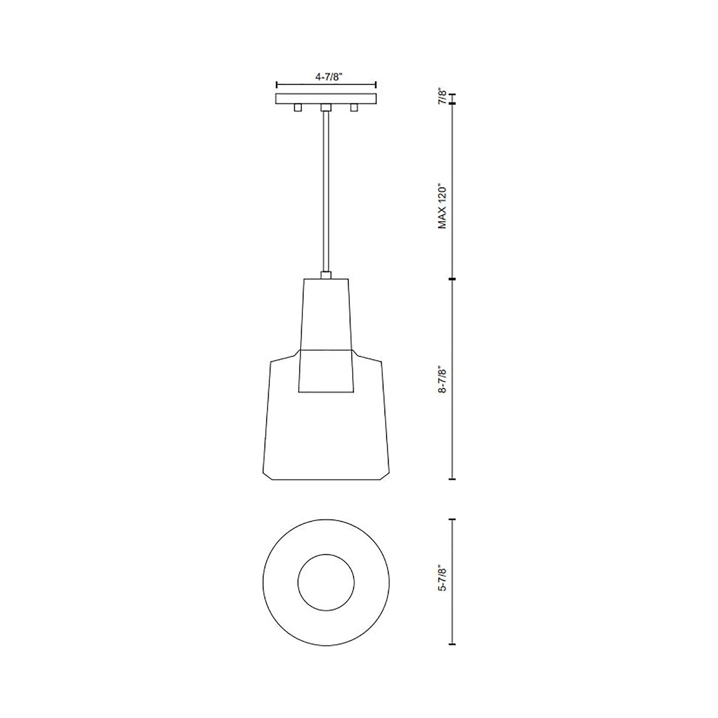 Samson LED Pendant Light - line drawing.