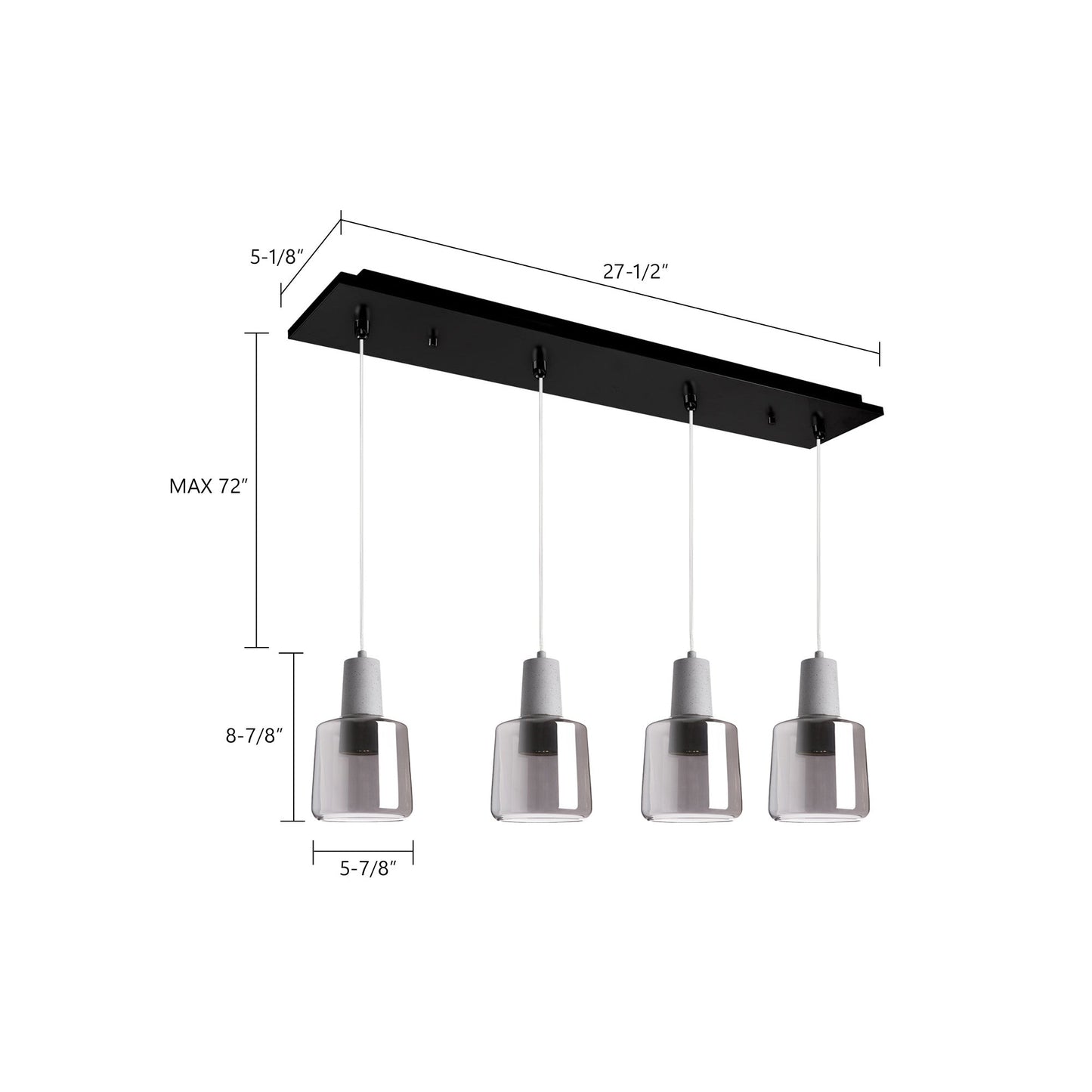 Samson Multi Light LED Pendant Light - line drawing.