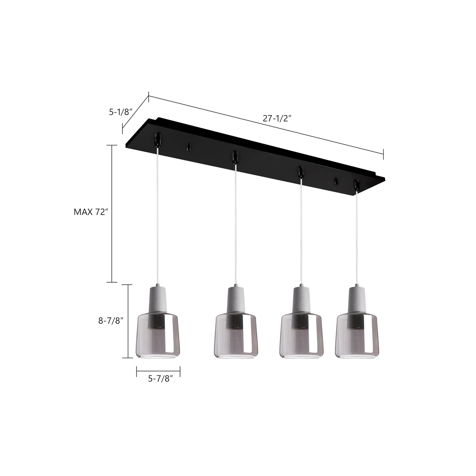 Samson Multi Light LED Pendant Light - line drawing.