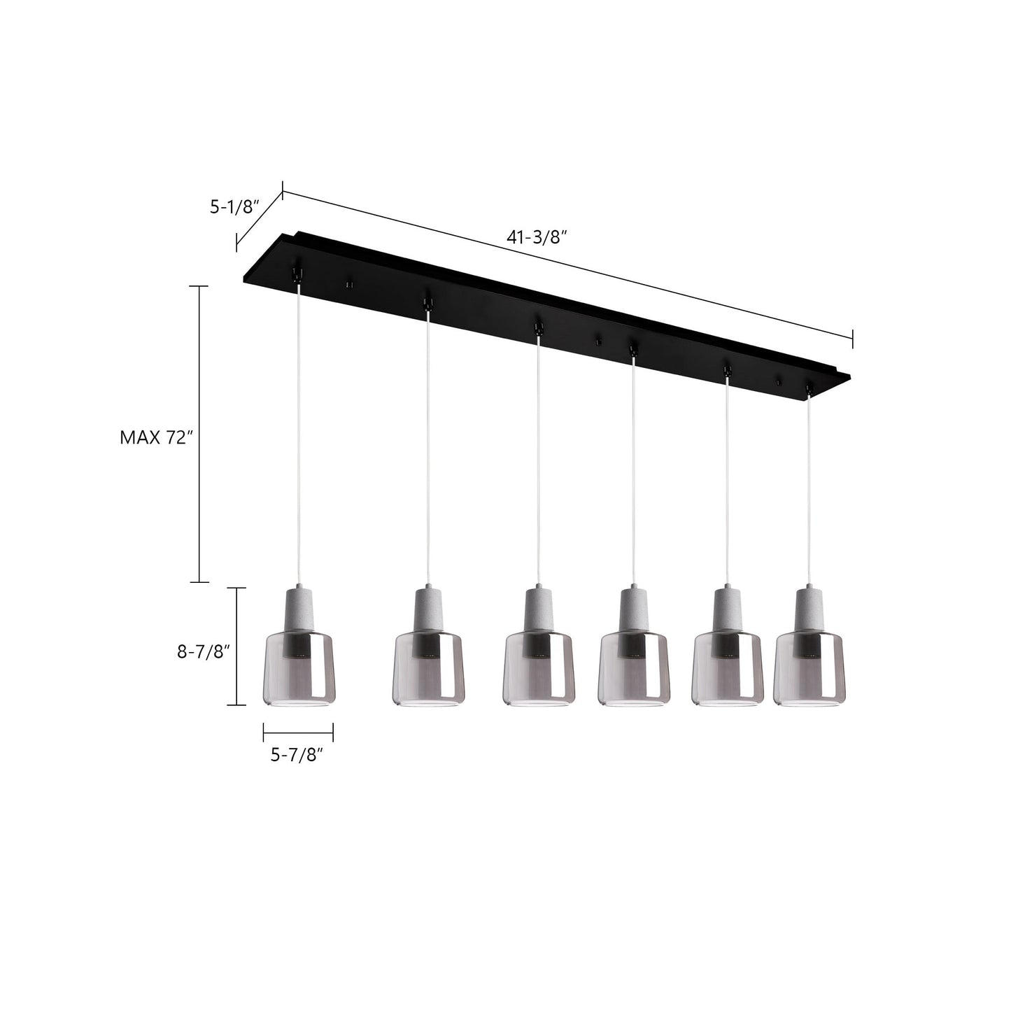 Samson Multi Light LED Pendant Light - line drawing.