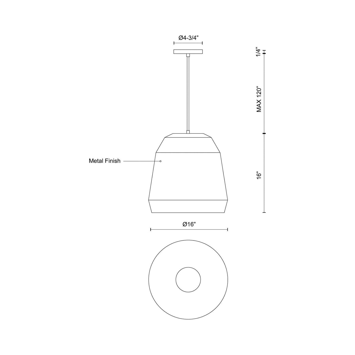 Sedona Pendant Light - line drawing.