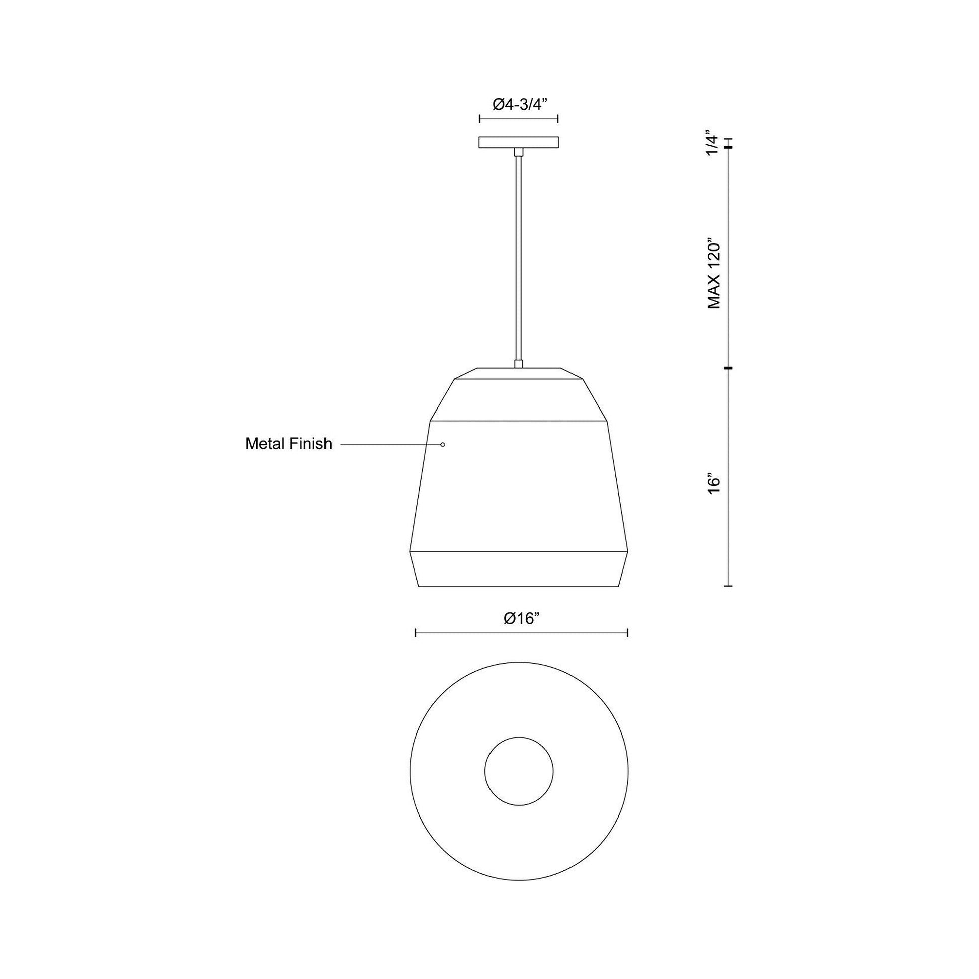 Sedona Pendant Light - line drawing.
