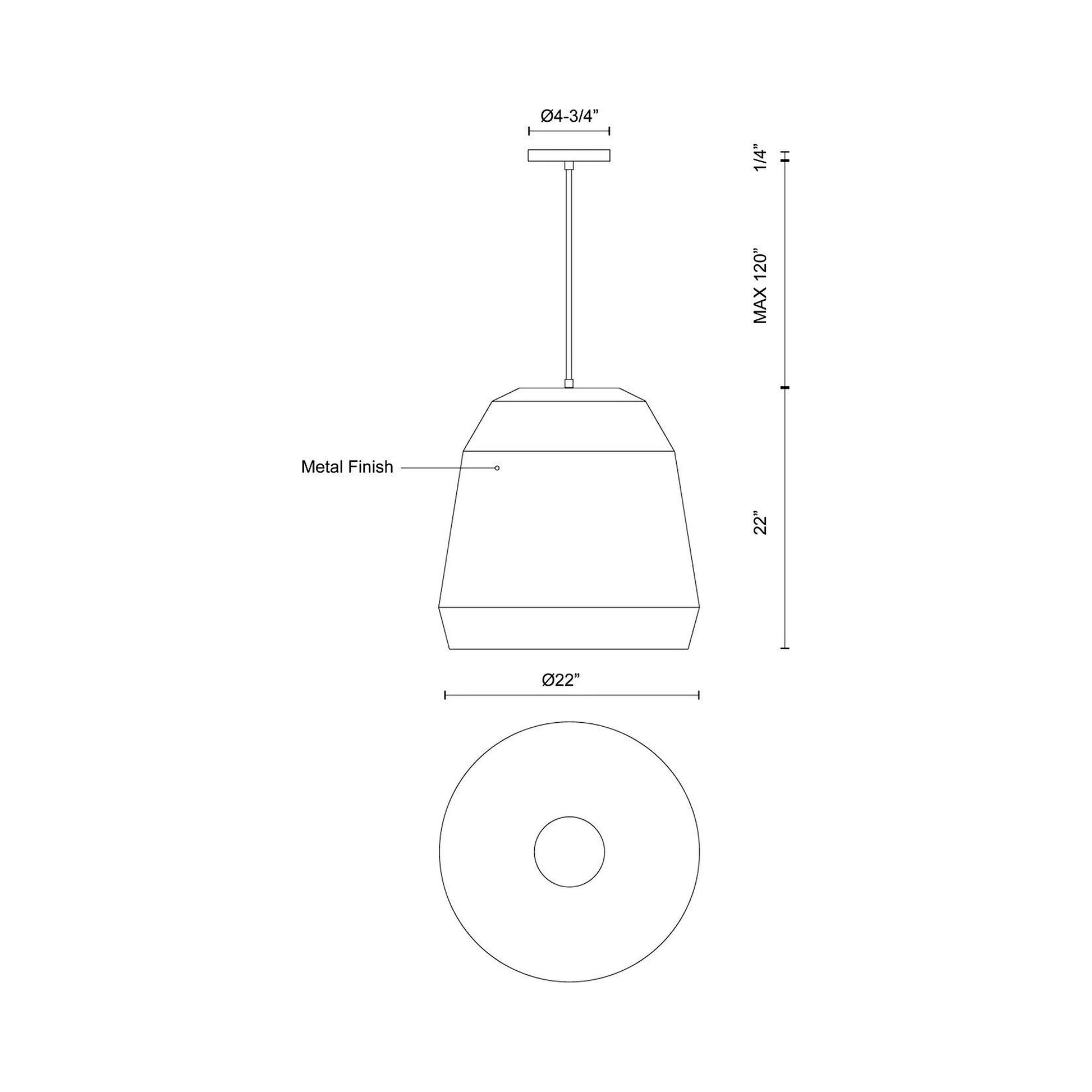 Sedona Pendant Light - line drawing.
