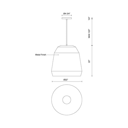 Sedona Pendant Light - line drawing.