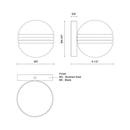 Selene LED Wall Light - line drawing.