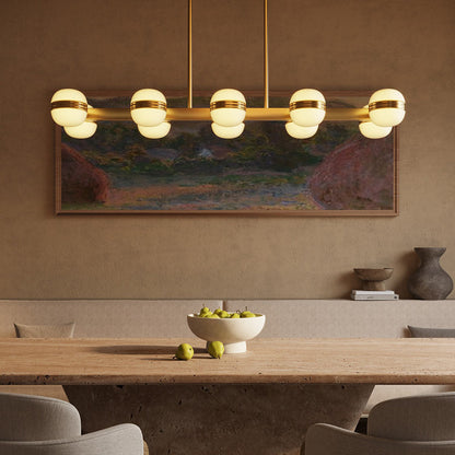 Selene Linear LED Pendant Light in living room.
