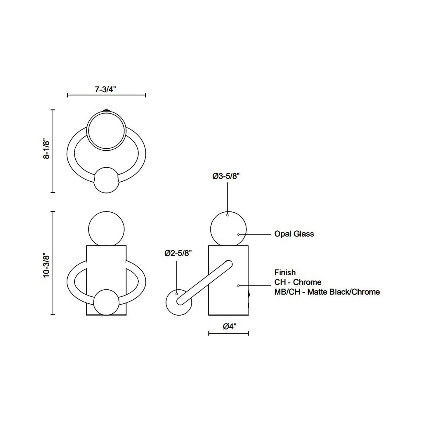 Septum LED Table Lamp - line drawing.