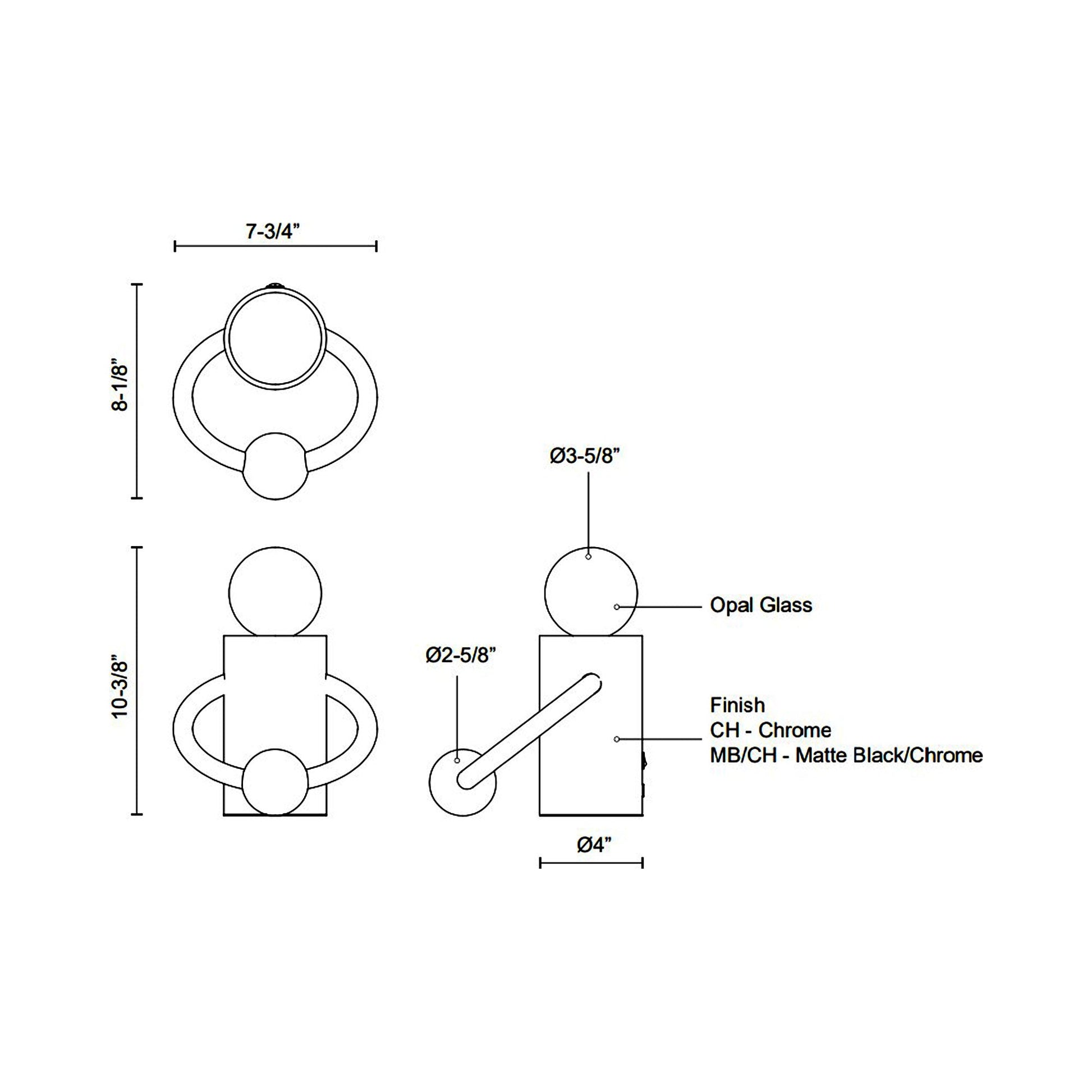 Septum LED Table Lamp - line drawing.