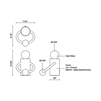 Septum LED Table Lamp - line drawing.