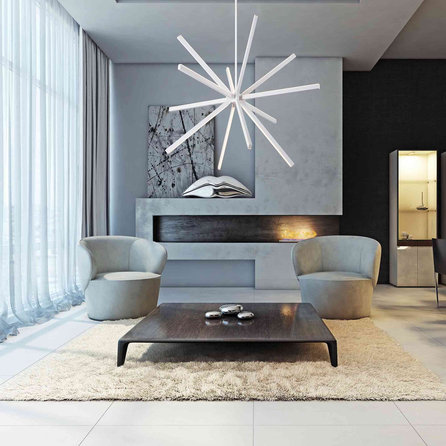 Sirius LED Chandelier in living room.