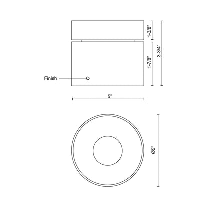 Solo LED Flush Mount Ceiling Light - line drawing.