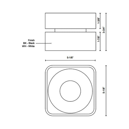 Solo LED Flush Mount Ceiling Light - line drawing.