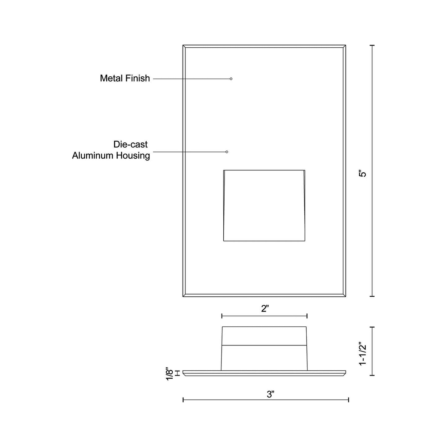 Sonic Vertical Recessed LED Step / Wall Light - line drawing.