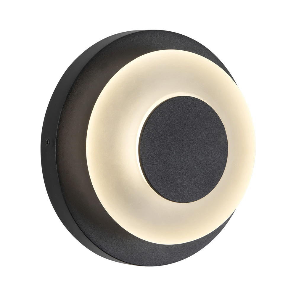 Stephord Outdoor LED Wall Light in Black/Frosted Glass.