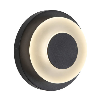 Stephord Outdoor LED Wall Light in Black/Frosted Glass.