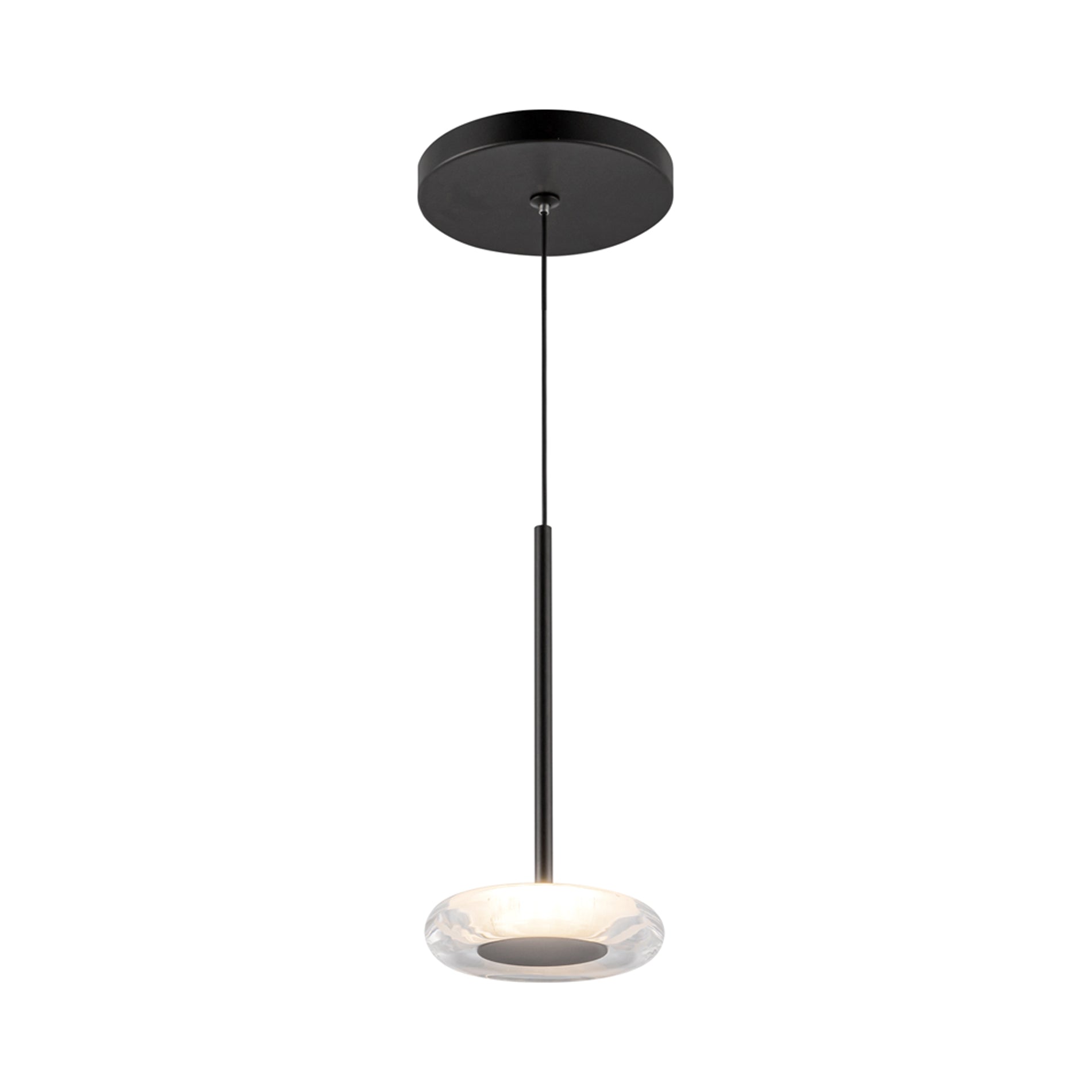 Stephord LED Pendant Light in Black/Clear Glass.