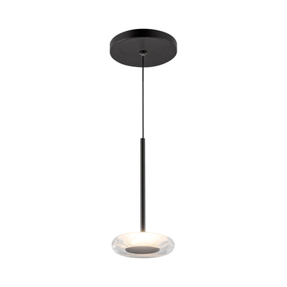 Stephord LED Pendant Light in Black/Clear Glass.