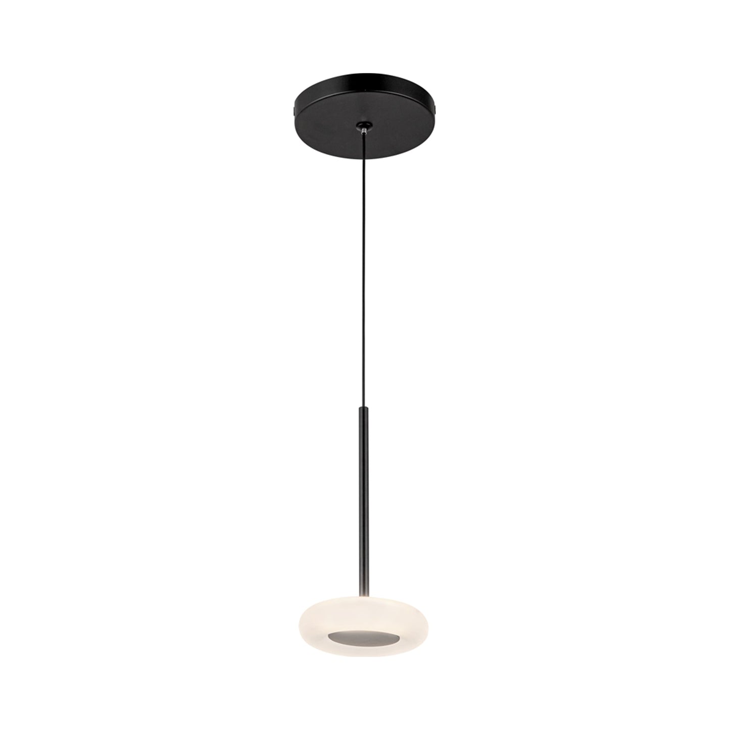 Stephord LED Pendant Light in Black/Frosted Glass.