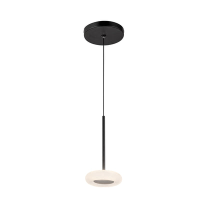 Stephord LED Pendant Light in Black/Frosted Glass.