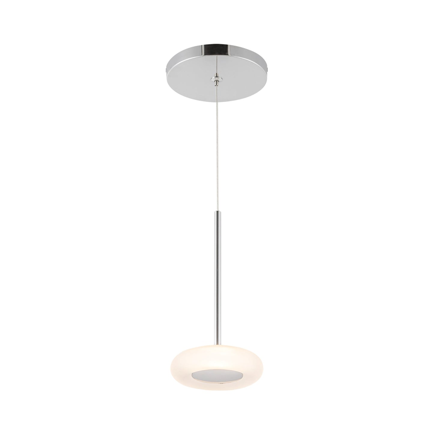 Stephord LED Pendant Light in Chrome/Frosted Glass.