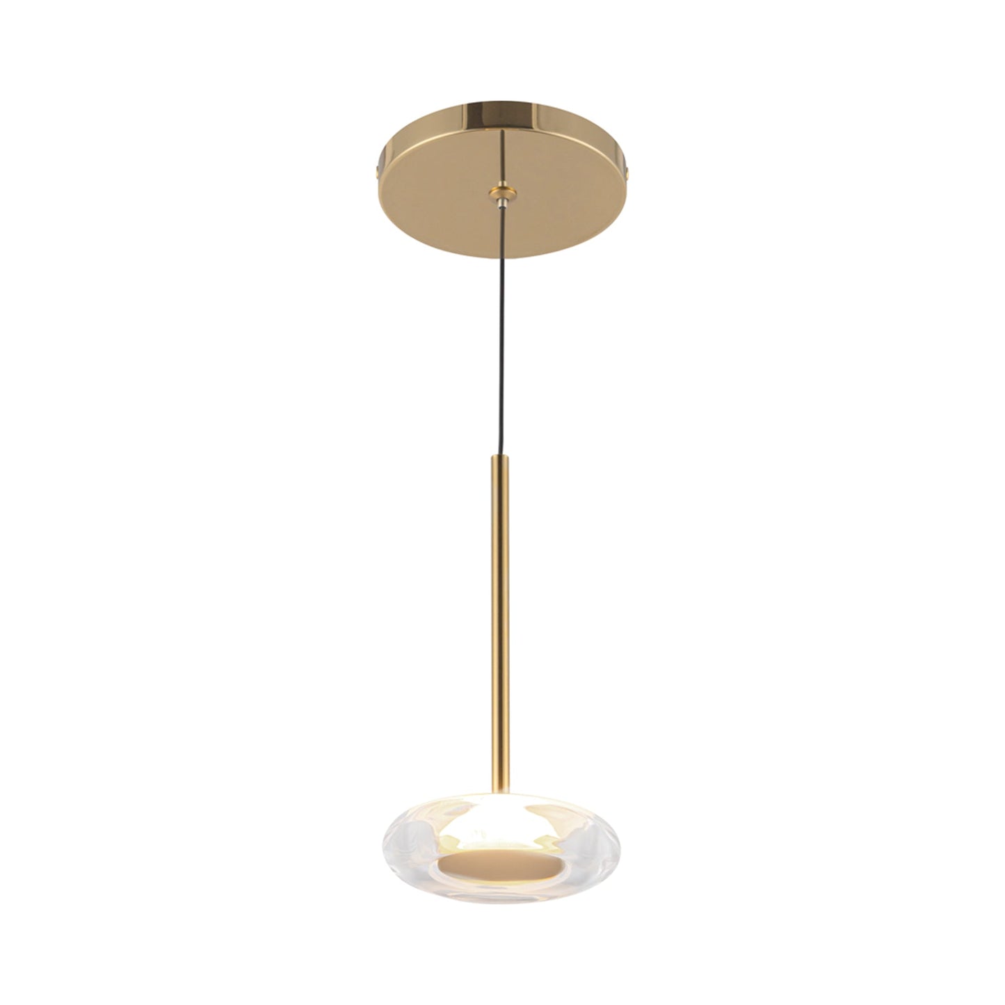 Stephord LED Pendant Light in Metallic Brass/Clear Glass.