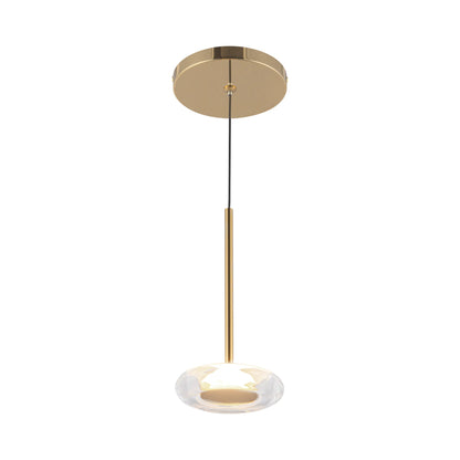 Stephord LED Pendant Light in Metallic Brass/Clear Glass.