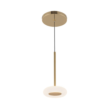 Stephord LED Pendant Light in Metallic Brass/Frosted Glass.